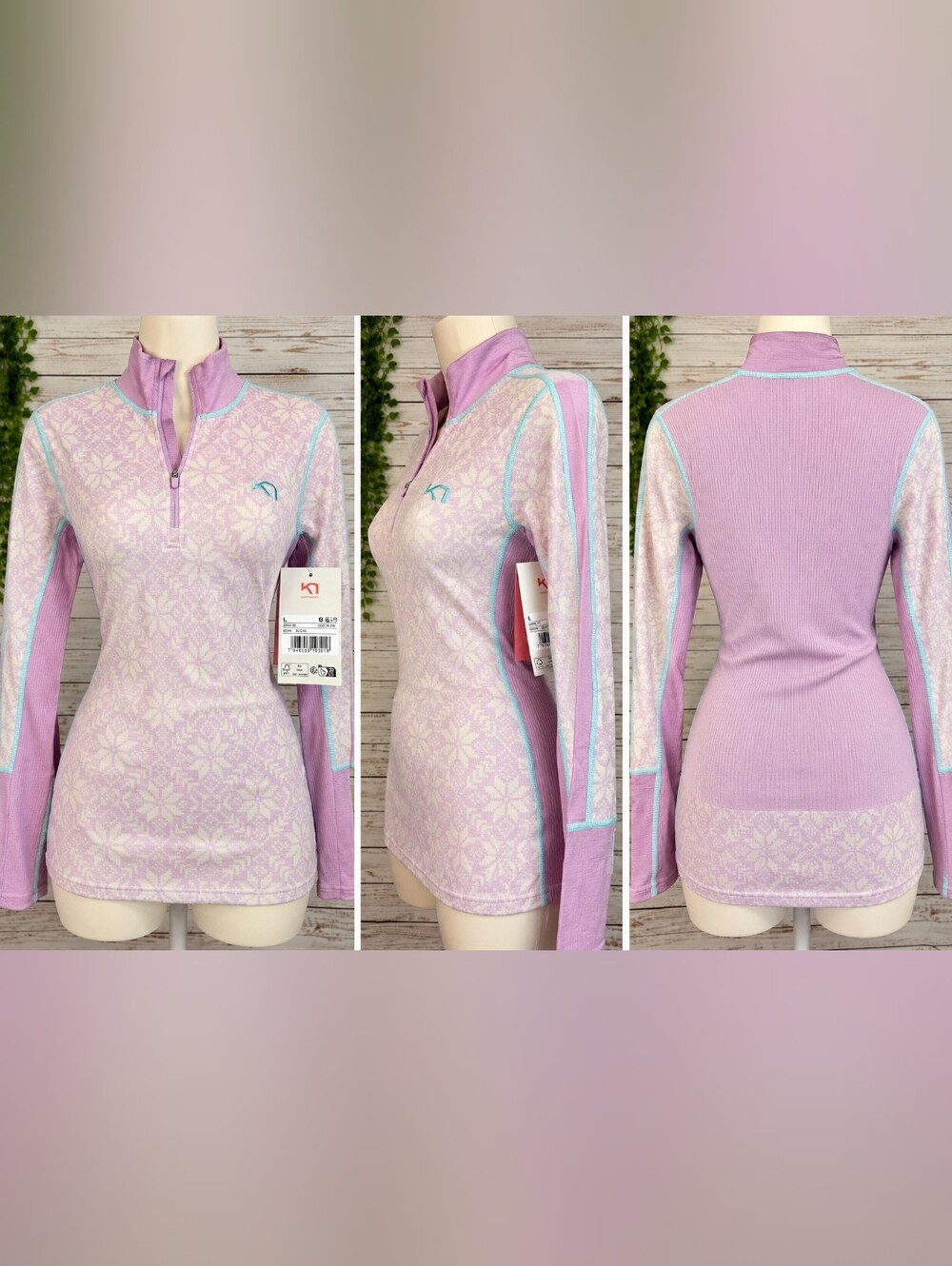 Kari Traa Anna HZ 100% Merino Wool Base Layer Top Large Bloom NWT